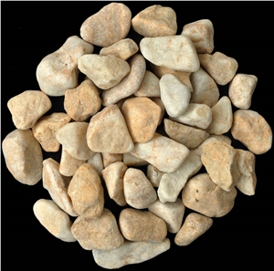 Yellow Machine-Made Pebble Stone, Yellow Marble Pebble & Gravel