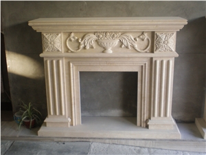Beige Marble Fireplace,Fireplace Mantel,Fireplace Insert