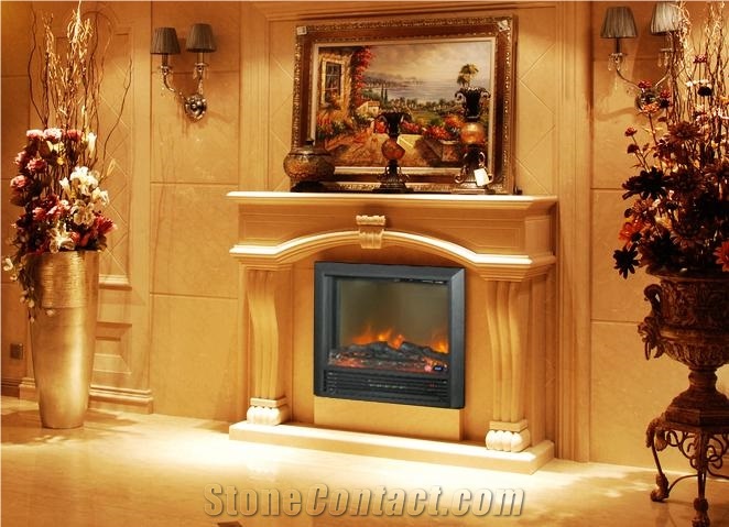 Beige Marble Fireplace,Fireplace Mantel,Fireplace Insert