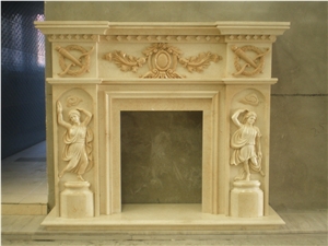 Beige Marble Fireplace,Fireplace Mantel,Fireplace Insert