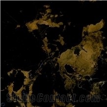 Black and Gold Marble Tiles, Slabs for Floor Covering