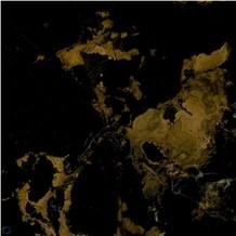 Black and Gold Marble Tiles, Slabs for Floor Covering