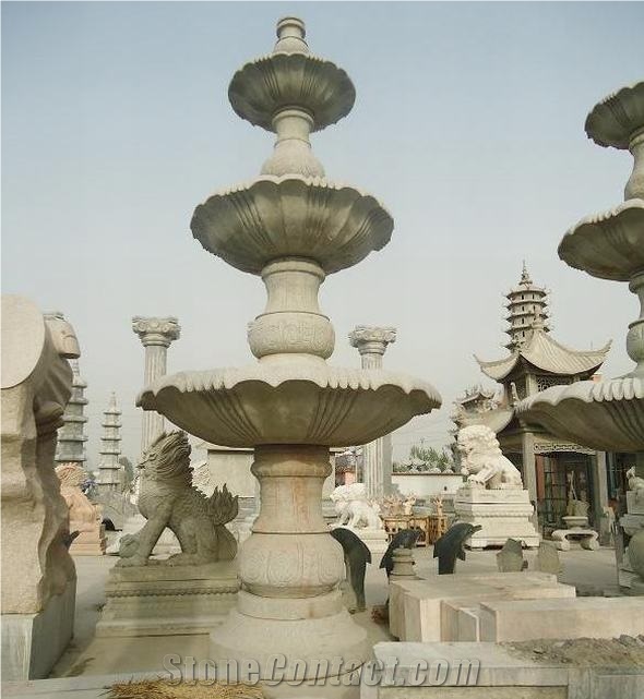 China Granite White Stone Garden Fountains, Exterior Fountains, Water Features, Floating Ball Fountains