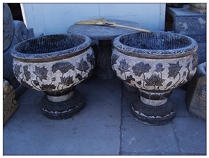 China Gray Granite Flower Pots,Planter Pots,Outdoor Planters,Exterior Planters