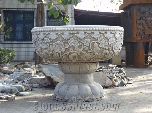 China Gray Granite Flower Pots,Planter Pots,Outdoor Planters,Exterior Planters
