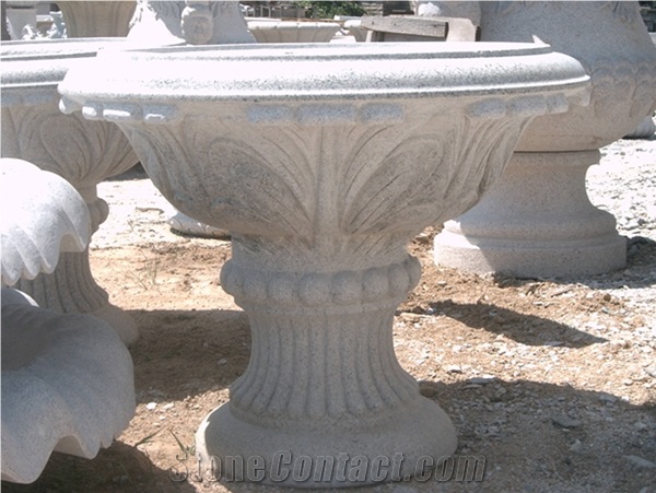 China White Granite Flower Pots,Flower Stand,Planter Pots,Landscaping Planters,Planter Boxes,Flower Vases,Flower Stand
