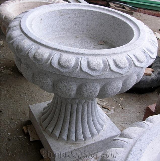 China White Granite Flower Stand,Planter Pots,Outdoor Planters,Exterior Planters