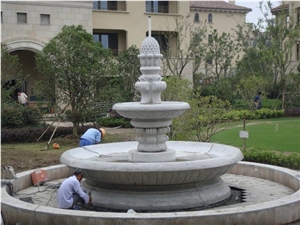 China White Granite Stone Garden Fountains, Exterior Fountains, Water Features, Floating Ball Fountains