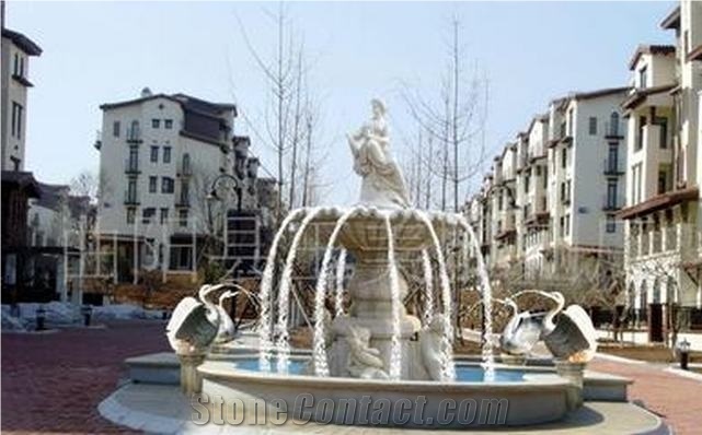 China White Granite Stone Garden Fountains, Exterior Fountains, Water Features, Floating Ball Fountains