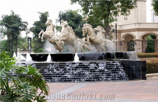 China White Stone Garden Fountains,Exterior Fountains, Water Features,Floating Ball Fountains