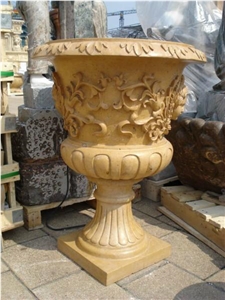 China Yellow Granite Flower Pots, Planter Pots,Flower Stand,Outdoor Planters,Exterior Planters