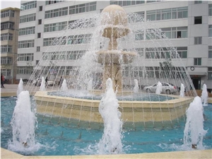 China Yellow Granite Garden Fountains, Exterior Fountains, Water Features, Floating Ball Fountains