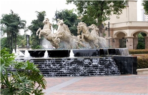 China Yellow Granite Garden Fountains, Exterior Fountains, Water Features, Floating Ball Fountains