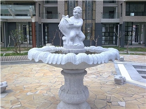 Hina Granite White Stone Garden Fountains, Exterior Fountains, Water Features, Floating Ball Fountains