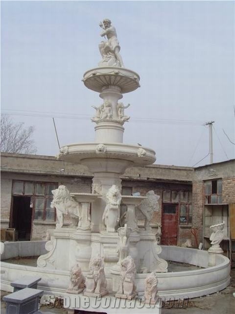 Hina Granite White Stone Garden Fountains, Exterior Fountains, Water Features, Floating Ball Fountains