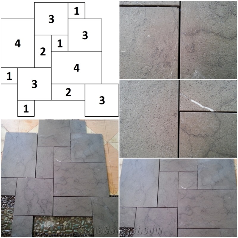 Tg Gray Marble French Pattern Slabs & Tiles, Indonesia Grey Marble