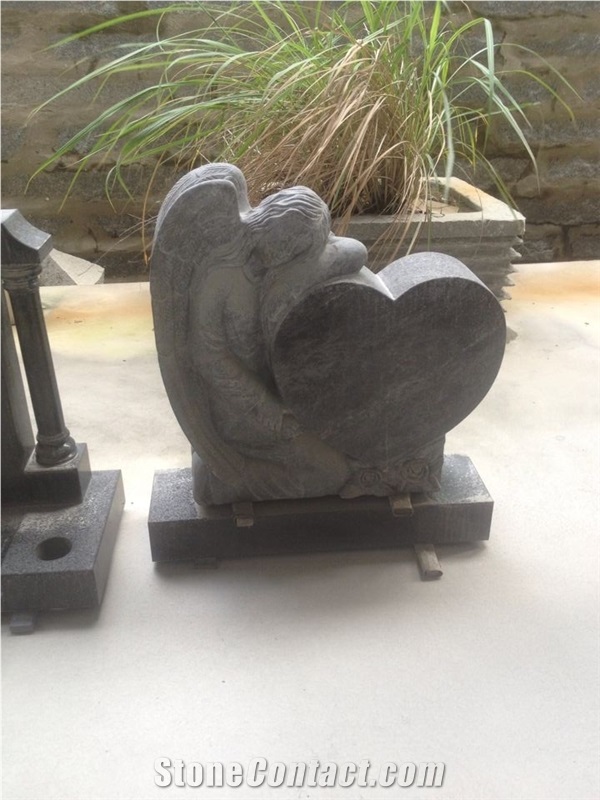 G603 Granite Angel Engraved Monument,Heart Shape Headstone