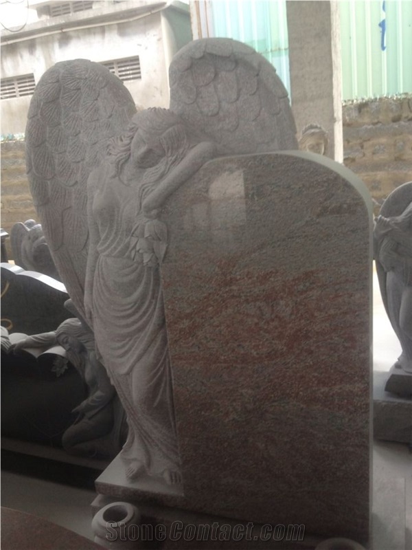G654 Granite Angel Engraved Tombstones