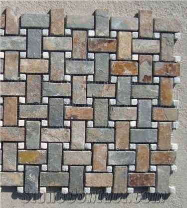China Rust Slate Mosaic,Slate Mosaic,Multicolor Slate Mosaic