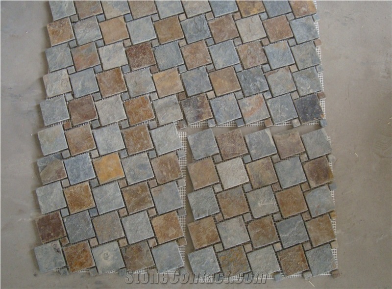 Multicolor Slate Mosaic,Rusty Slate Mosaic,Slate Mosaic