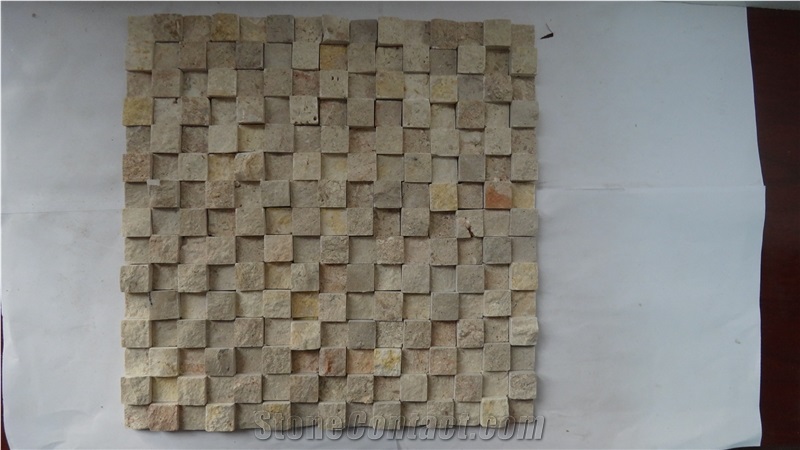 Split Travertine Mosaic,China Beige Travertine Mosaic