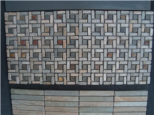 Wooden Yellow and Black Slate Mosaics,Slate Mosaic