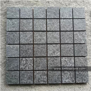 G684 Black Basalt Pattern Cobble Stone on Mesh,Flamed Paving Stone