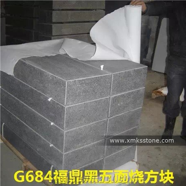 G684 Black Basalt Stairs & Steps, Black Granite Step, Black Granite Step-Flamed