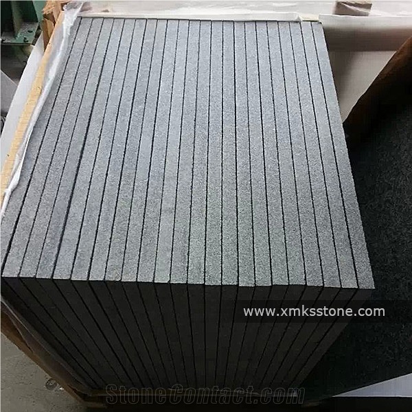 G684 Black Pearl Black Basalt Tiles for Flooring,Bush Hammered Basalt