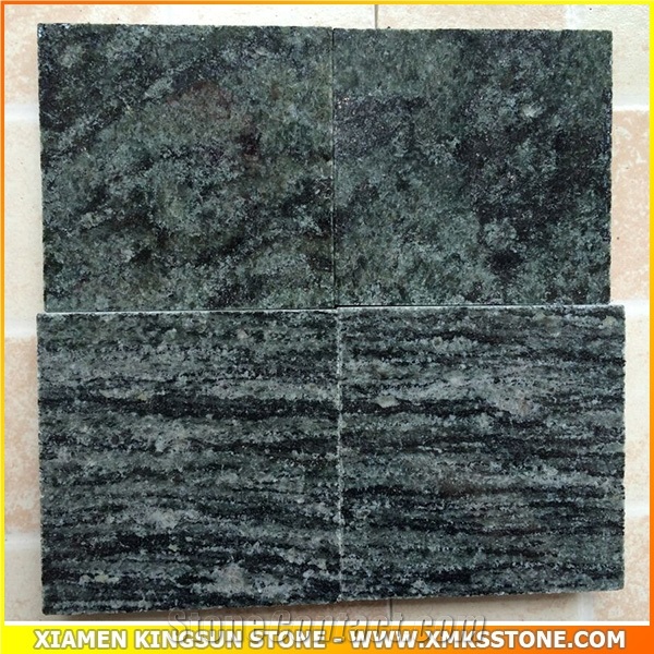 Olive Green Granite Tiles Cut to Size Polished/Flamed Granite - Cross Cut Grain Cut