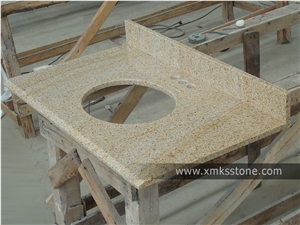 VT-1001 G682 Sunset Gold Yellow Granite Bathroom Vanity Top, Under Mount Sink Cutting Out, For Hotel, Apartment, Condo, Supermarket