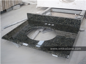 VT-1001 Verde Ubatuba Granite Bathroom Vanity Top, Under Mount Sink Cutting Out, For Hotel, Apartment, Condo, Supermarket