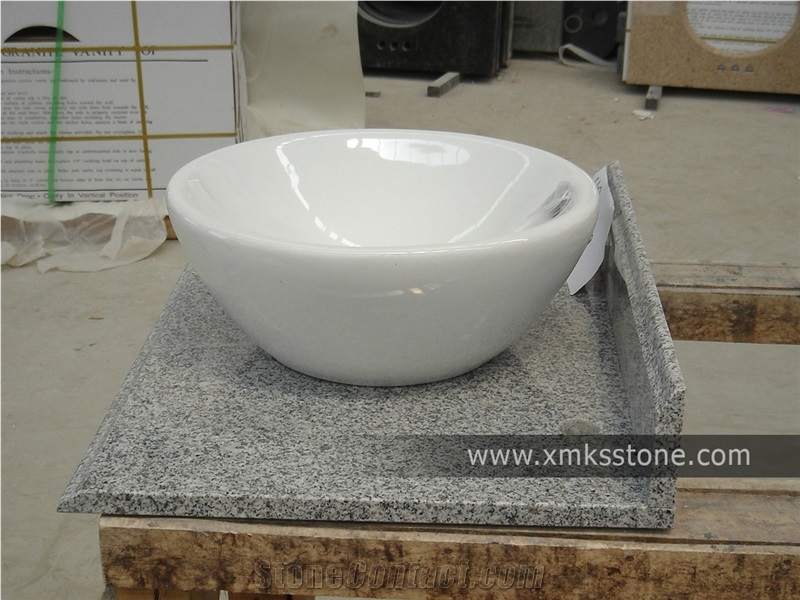 Vt-1001a-T G603 Bianco Crystal Granite Bathroom Vanity Top,China Grey Granite