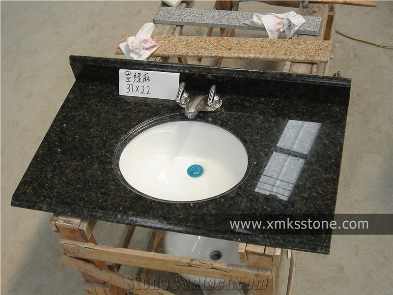 Vt-1001c-S Verde Ubatuba Granite Bathroom Vanity Top Set, with Single/Double Under Mounted Ceramic Sink