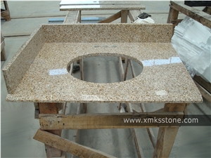 Vt-1002 G682 Rust Yellow Granite Bathroom Vanity Top,Under Mount Sink Cutting Out,For Hotel,Apartment,Condo,Supermarket