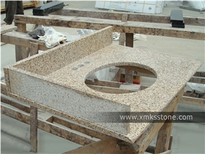 Vt-1002 G682 Rust Yellow Granite Bathroom Vanity Top,Under Mount Sink Cutting Out,For Hotel,Apartment,Condo,Supermarket