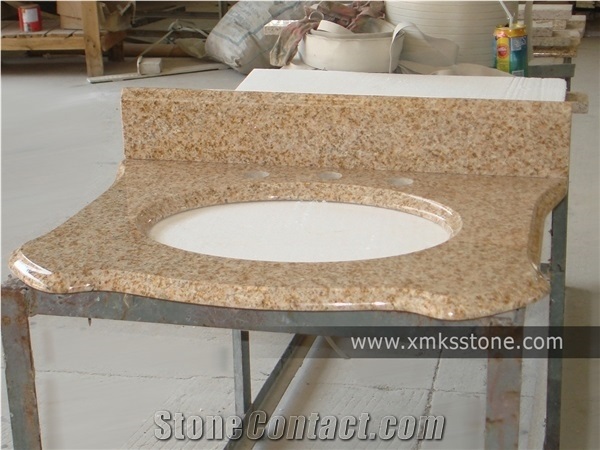 Vt-3001 Classical Series G682 Rusty Yellow Granite Bath Top,Under Mount Sink Cutting Out,For Hotel,Apartment,Condo,Supermarket