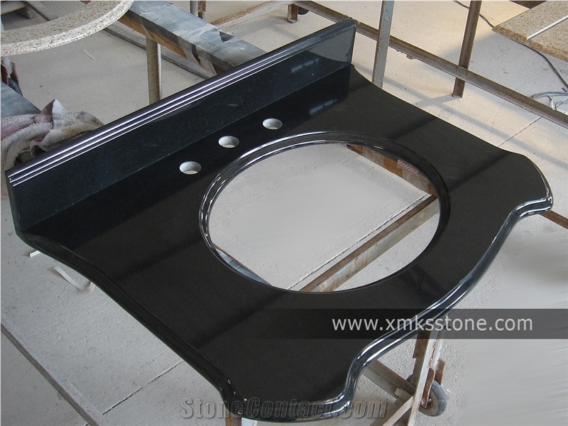 Vt-3001 G684 Black Pearl Black Granite Vanity Top, Polished Granite Bath Top Set for Hotel,Supermarket