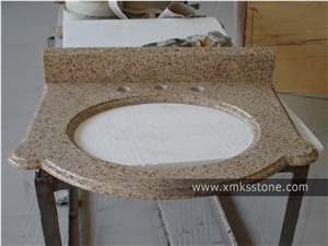 Vt-3002 Classical Series G682 Sunset Gold Yellow Granite Bathroom Vanity Top,Under Mount Sink Cutting Out,For Hotel,Apartment,Condo,Supermarket
