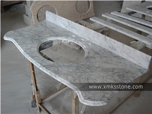 Vt-3004 Classical Series Carrara White Marble Bathroom Vanity Top, Under Mount Sink Cutting Out, for Hotel, Apartment, Condo, Supermarket