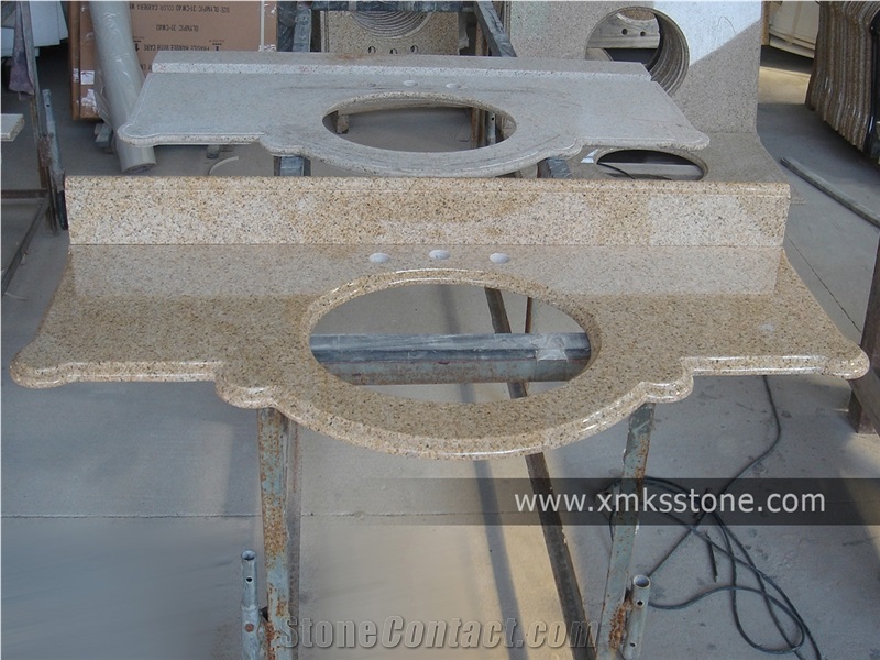 VT-3005 Classical Series G682 Rust Yellow Granite Bathroom Vanity Top, Under Mount Sink Cutting Out, For Hotel, Apartment, Condo, Supermarket