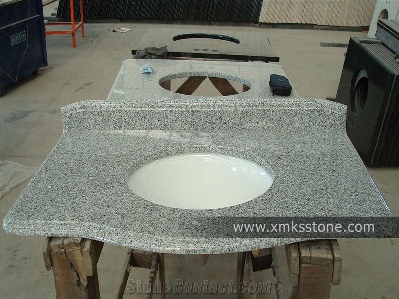 Vt-3010 Classical Series G603 Bianco Crystal Granite Bathroom Vanity Top, Under Mount Sink Cutting Out, for Hotel, Apartment, Condo, Supermarket