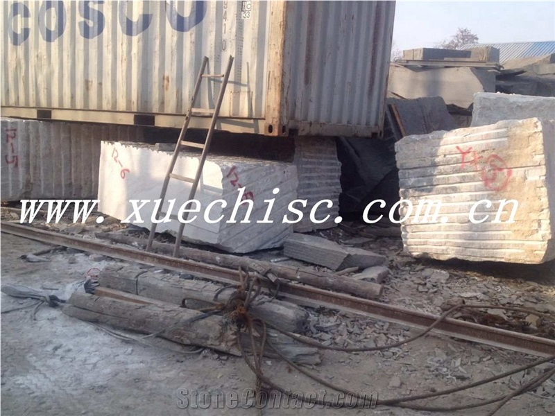 China Hebei Crystal Wood Grain Blocks, White Wooden Marble Block