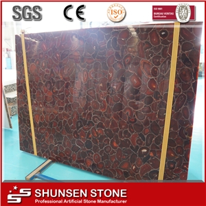 Red Artificial Stoen Semiprecious Agate Stone Slab