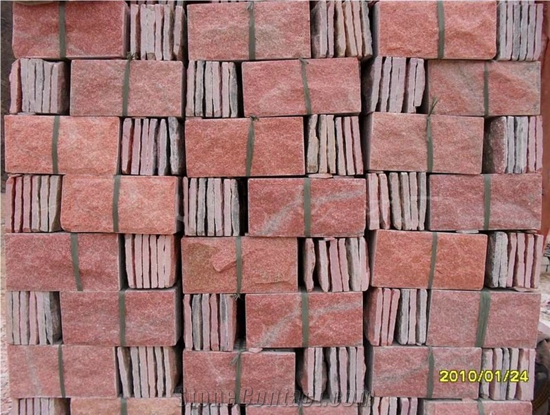 Cherry Red/Pink Quartzite,Exterior Walling Chinese Red/Pink Mushroom Stone/Cladding Tiles