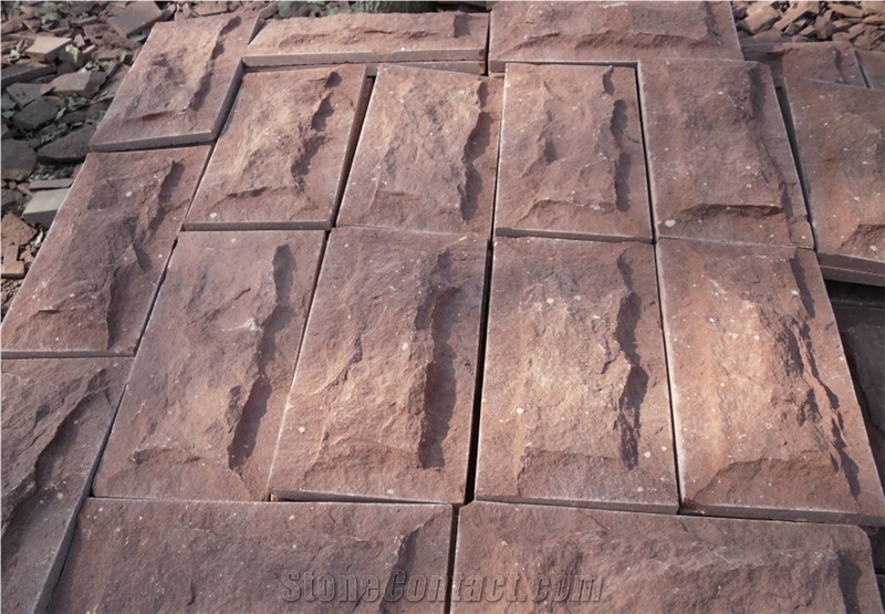 Dark Red Sandstone, Exterior Walling Chinese Red Mushroom Stone/Cladding Tiles