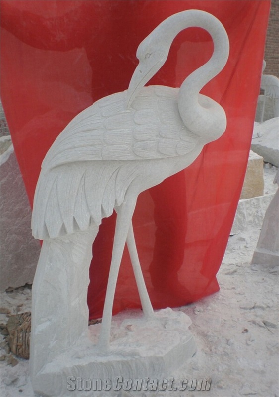 White Crane Chinese White Marble Animal Sculpture & Statue