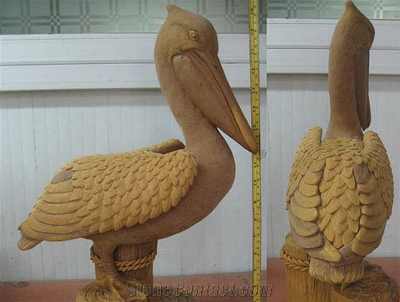Yellow Pelican Chinese Granite Sculpture & Statue
