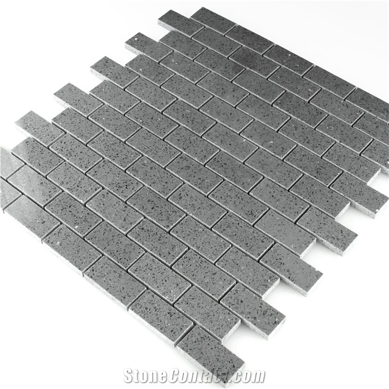 Resin Quartz Mosaic Stone Tile Grey