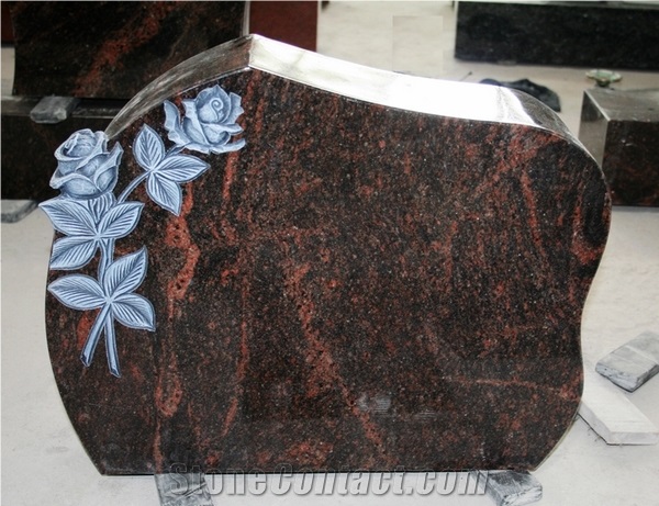 Aorura Polished Flower Carving Tombstone & Monument